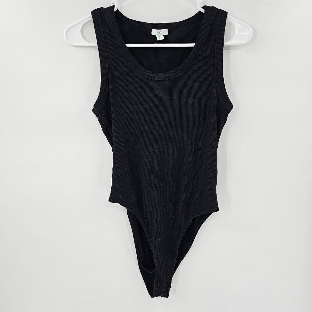 Dip bodysuit medium black ribbed tank top high neck
